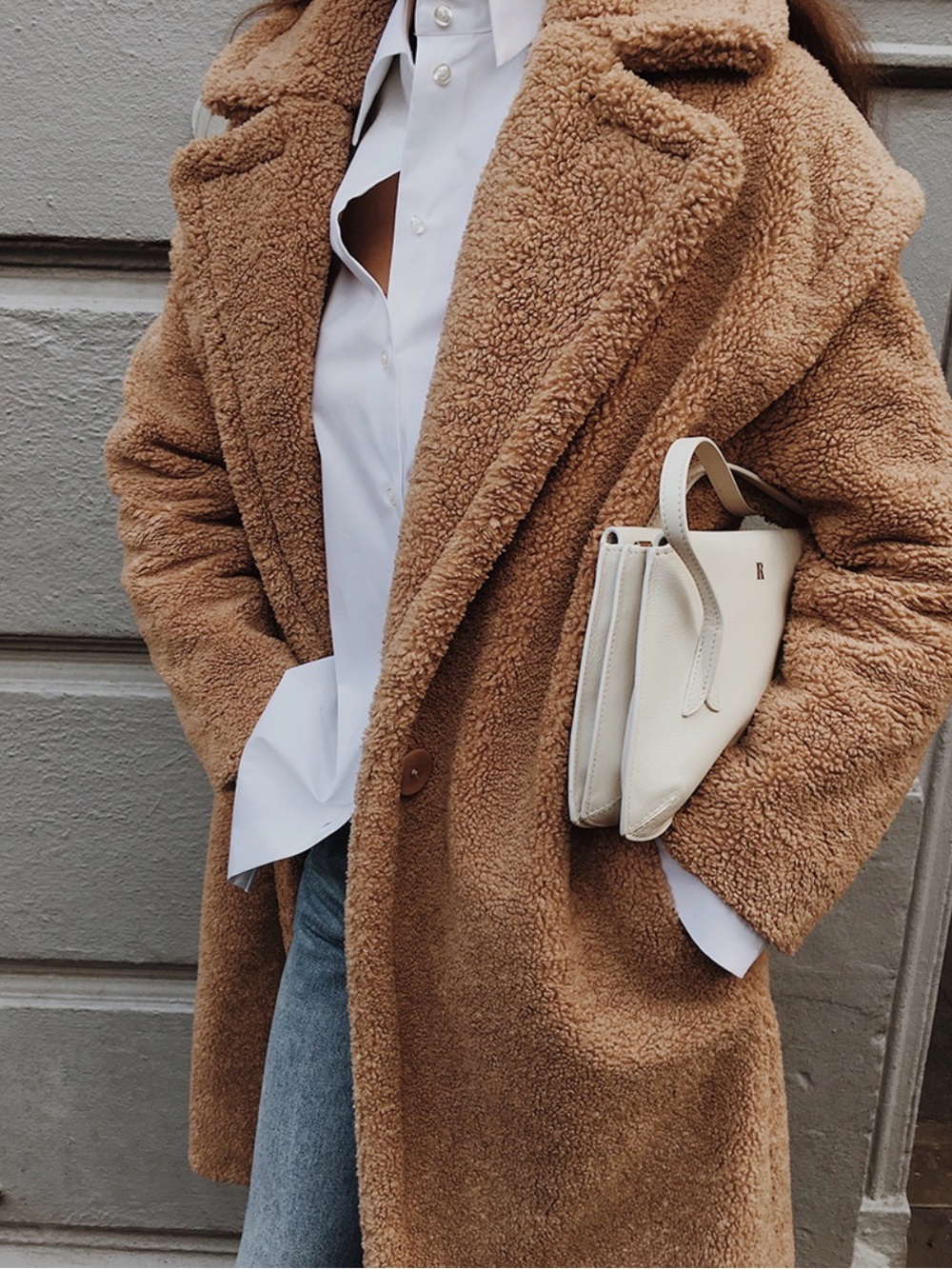 Maje Camel Teddy sherpa Coat